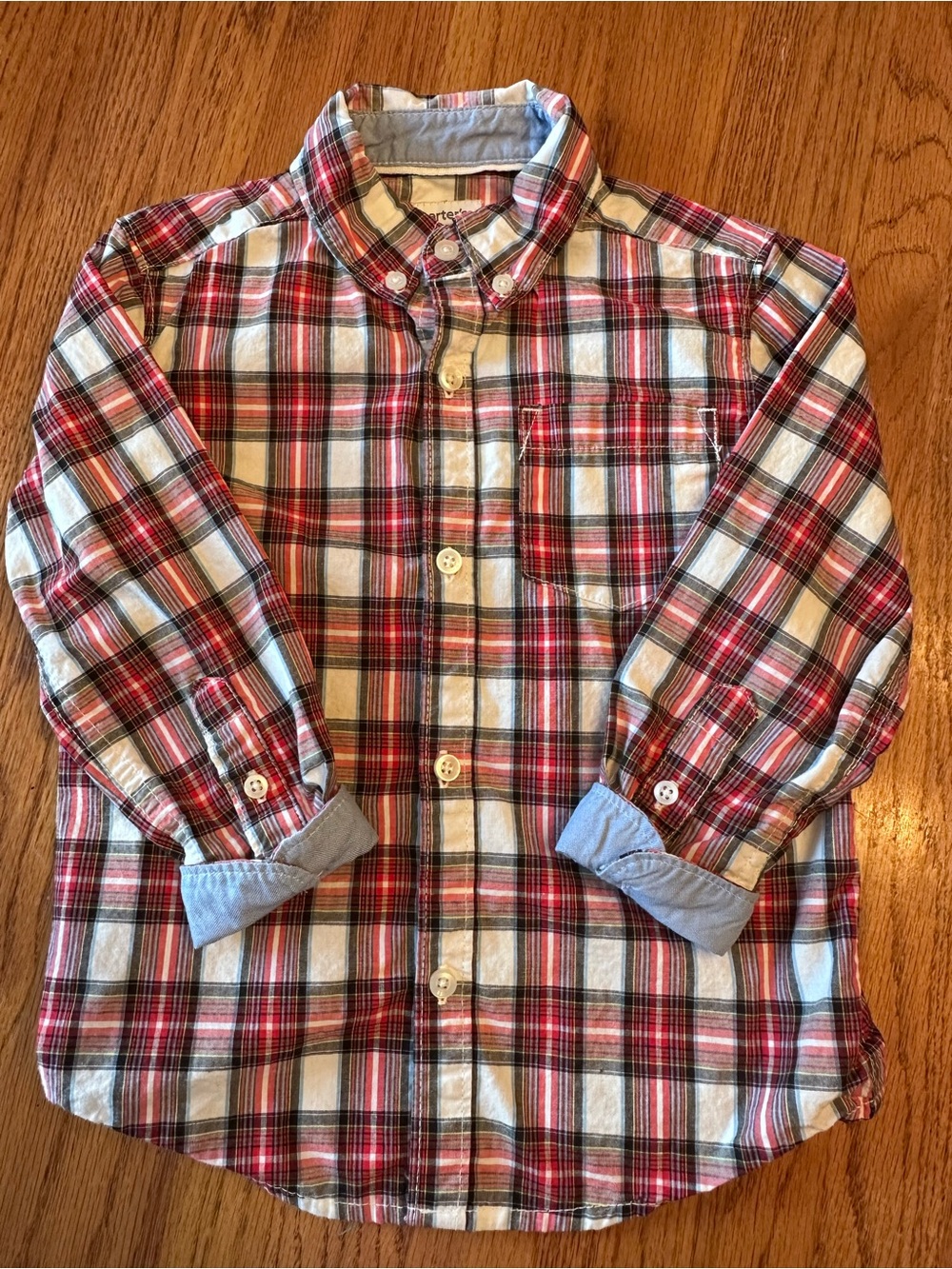 Carter's Red and White Plaid Button-Down Shirt